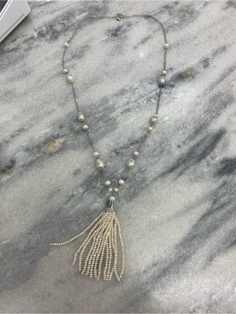Lucas Lameth Baroque Fresh Water Pearl Tassel Necklace